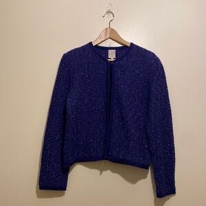 BASLER NAVY BLUE CARDIGAN SWEATER. Size 44. Made in Italy